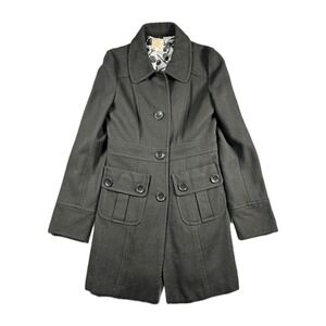 Tulle Anthropologie Womens Medium Black Long Lined Tweed Wool Viscose‎ Over Coat